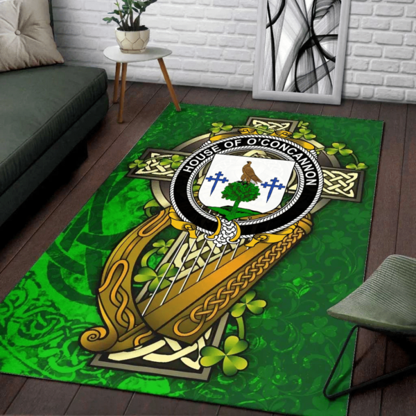 Ireland Area Rug - House of O'CONCANNON Family Crest Area Rug - Ireland Coat Of Arms with Shamrock - Image 2