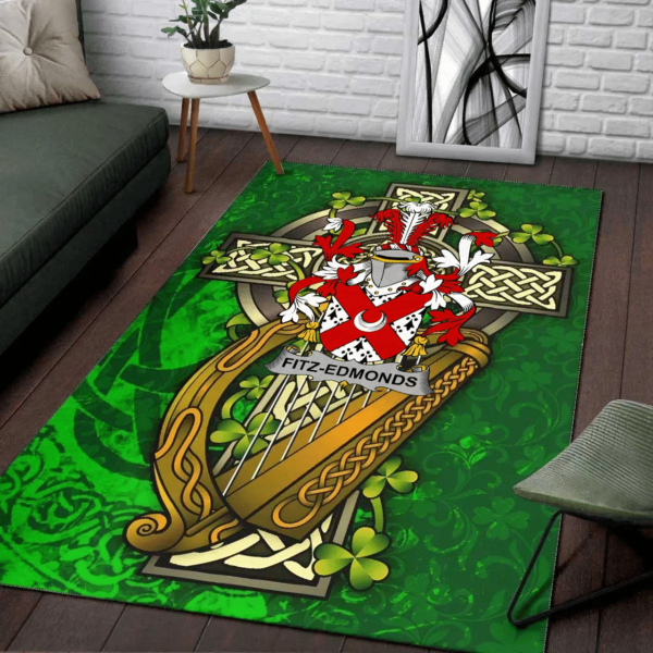 Ireland Area Rug - Fitz-Edmonds Family Crest Area Rug - Ireland Coat Of Arms with Shamrock - Image 2