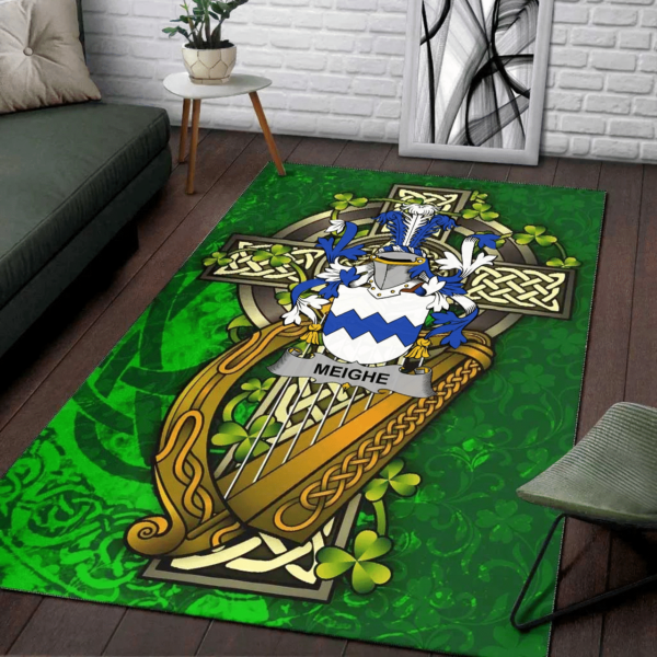 Ireland Area Rug - Meighe Family Crest Area Rug - Ireland Coat Of Arms with Shamrock - Image 2