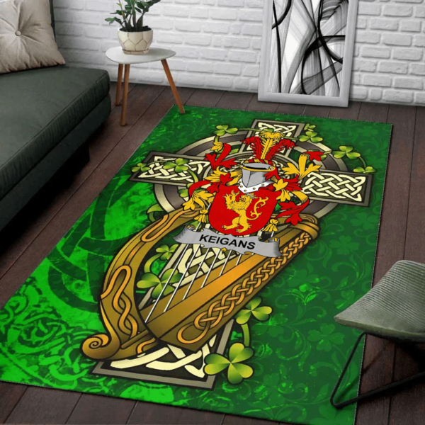 Ireland Area Rug - Keigans or McKeehan Family Crest Area Rug - Ireland Coat Of Arms with Shamrock - Image 2