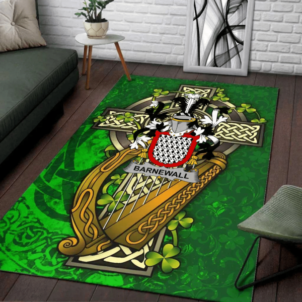 Ireland Area Rug - Barnewall Family Crest Area Rug - Ireland Coat Of Arms with Shamrock - Image 2