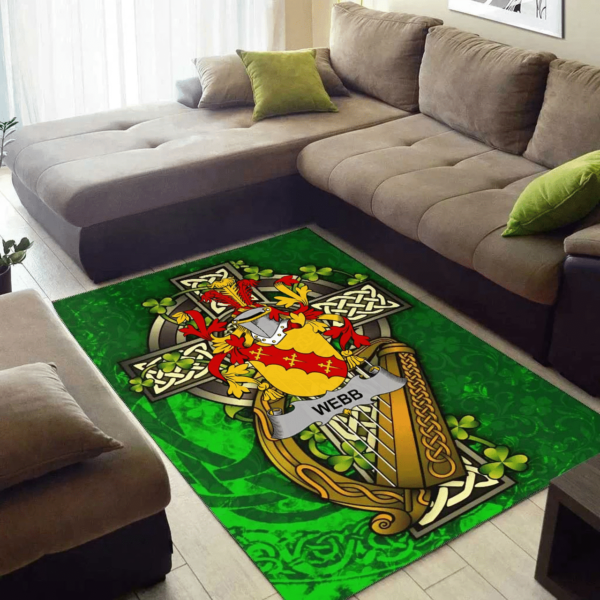 Ireland Area Rug - Webb Family Crest Area Rug - Ireland Coat Of Arms with Shamrock