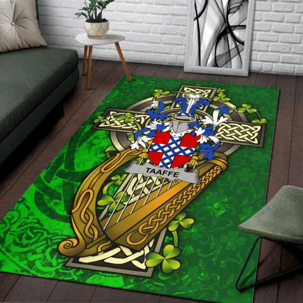 Ireland Area Rug - Taaffe Family Crest Area Rug - Ireland Coat Of Arms with Shamrock - Image 2