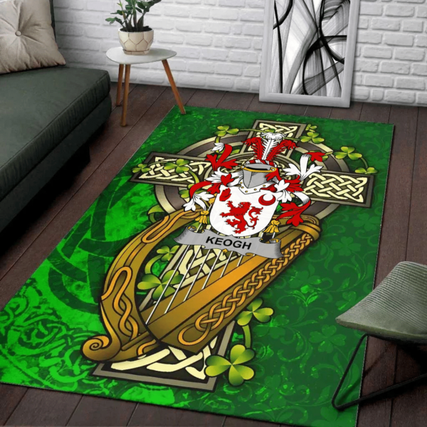 Ireland Area Rug - Keogh or McKeogh Family Crest Area Rug - Ireland Coat Of Arms with Shamrock - Image 2