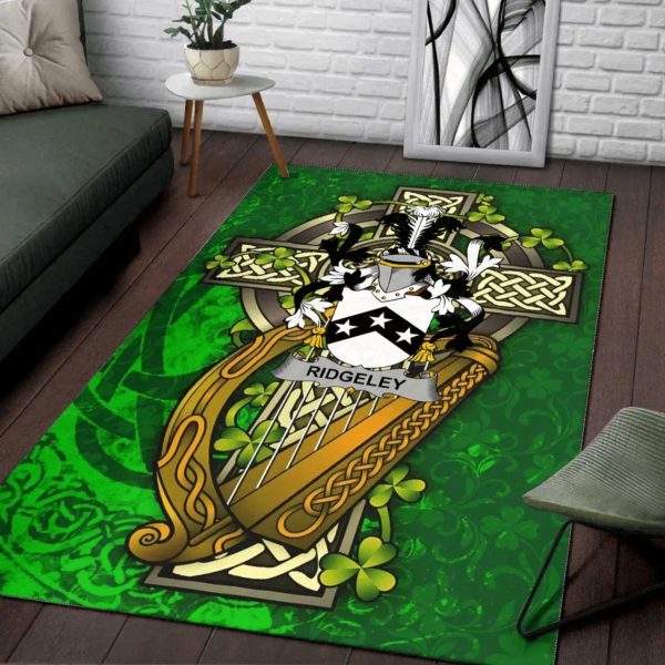 Ireland Area Rug - Ridgeley Family Crest Area Rug - Ireland Coat Of Arms with Shamrock - Image 2