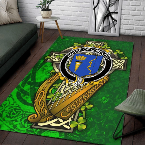 Ireland Area Rug - House of O'MOLONY Family Crest Area Rug - Ireland Coat Of Arms with Shamrock - Image 2