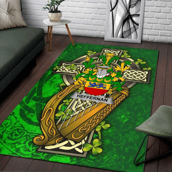 Ireland Area Rug - Heffernan or O'Heffernan Family Crest Area Rug - Ireland Coat Of Arms with Shamrock - Image 2