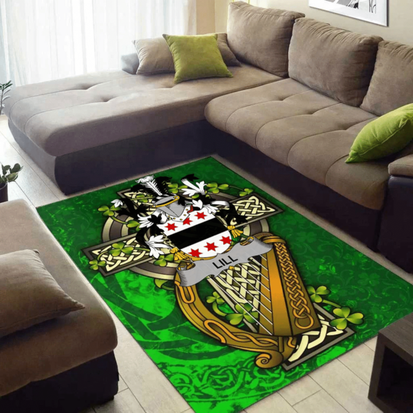 Ireland Area Rug - Lill Family Crest Area Rug - Ireland Coat Of Arms with Shamrock