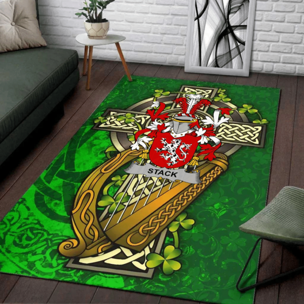 Ireland Area Rug - Stack Family Crest Area Rug - Ireland Coat Of Arms with Shamrock - Image 2