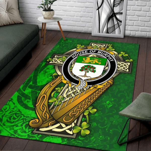 Ireland Area Rug - House of MURPHY (O�Morchoe) Family Crest Area Rug - Ireland Coat Of Arms with Shamrock - Image 2