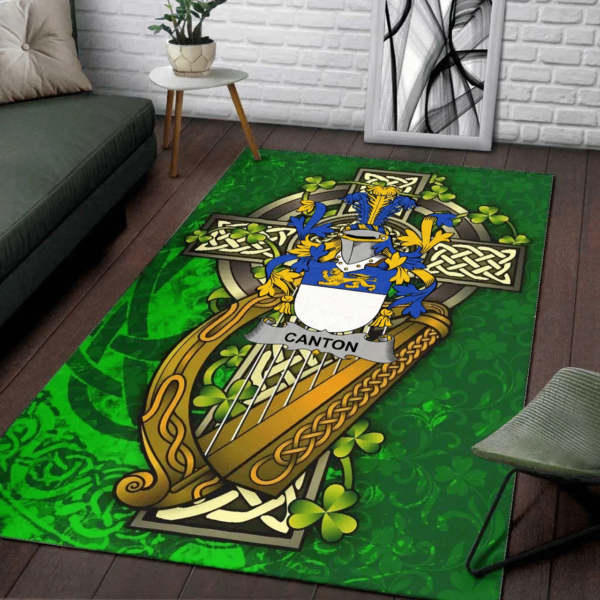 Ireland Area Rug - Canton Family Crest Area Rug - Ireland Coat Of Arms with Shamrock - Image 2