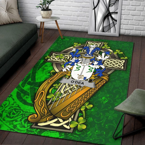 Ireland Area Rug - Dea or O'Dea Family Crest Area Rug - Ireland Coat Of Arms with Shamrock - Image 2