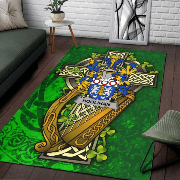 Ireland Area Rug - Hoolihan or O'Holohan Family Crest Area Rug - Ireland Coat Of Arms with Shamrock - Image 2