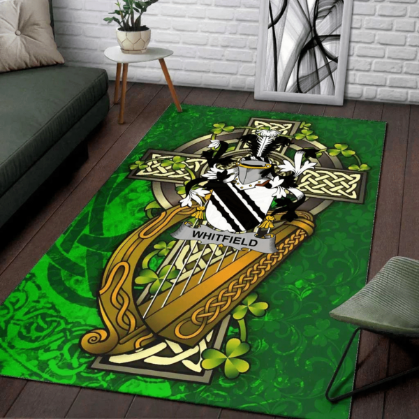 Ireland Area Rug - Whitfield Family Crest Area Rug - Ireland Coat Of Arms with Shamrock - Image 2