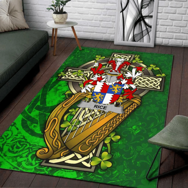 Ireland Area Rug - Rice Family Crest Area Rug - Ireland Coat Of Arms with Shamrock - Image 2