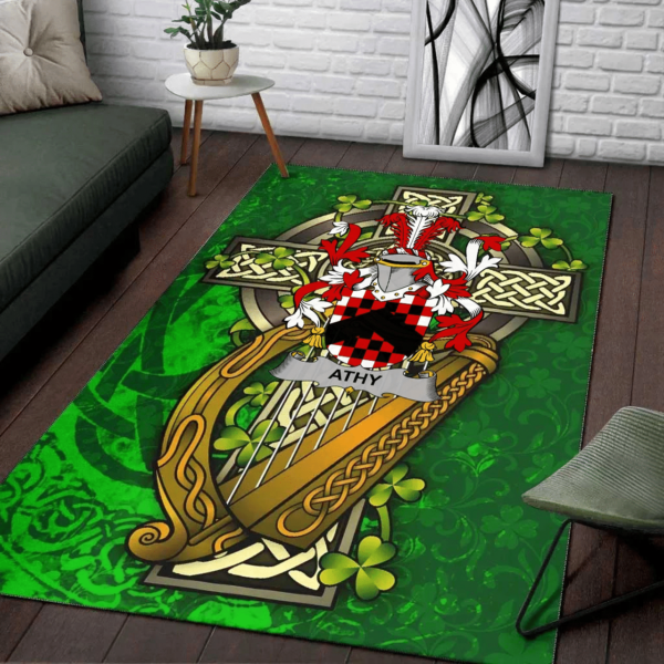 Ireland Area Rug - Athy Family Crest Area Rug - Ireland Coat Of Arms with Shamrock - Image 2