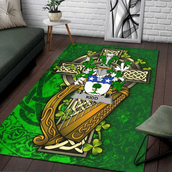 Ireland Area Rug - Kidd Family Crest Area Rug - Ireland Coat Of Arms with Shamrock - Image 2