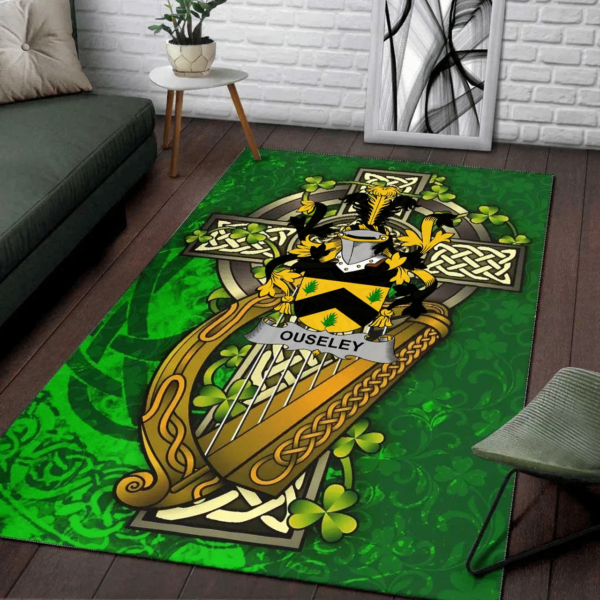 Ireland Area Rug - Ouseley Family Crest Area Rug - Ireland Coat Of Arms with Shamrock - Image 2