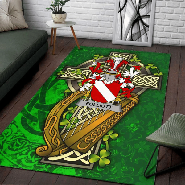 Ireland Area Rug - Folliott Family Crest Area Rug - Ireland Coat Of Arms with Shamrock - Image 2