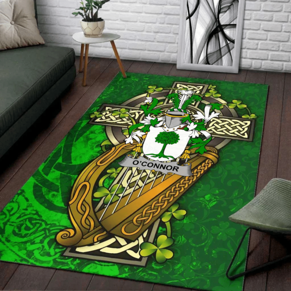 Ireland Area Rug - Connor or O'Connor (Don) Family Crest Area Rug - Ireland Coat Of Arms with Shamrock - Image 2