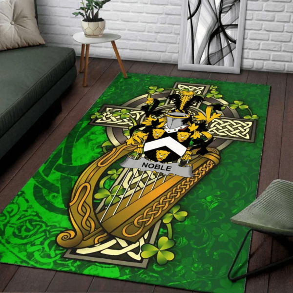 Ireland Area Rug - Noble Family Crest Area Rug - Ireland Coat Of Arms with Shamrock - Image 2