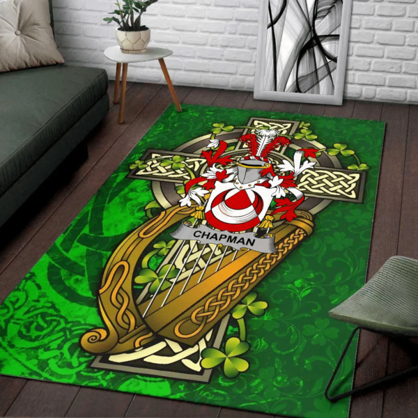 Ireland Area Rug - Chapman Family Crest Area Rug - Ireland Coat Of Arms with Shamrock - Image 2