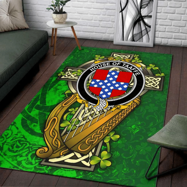 Ireland Area Rug - House of TAAFFE Family Crest Area Rug - Ireland Coat Of Arms with Shamrock - Image 2