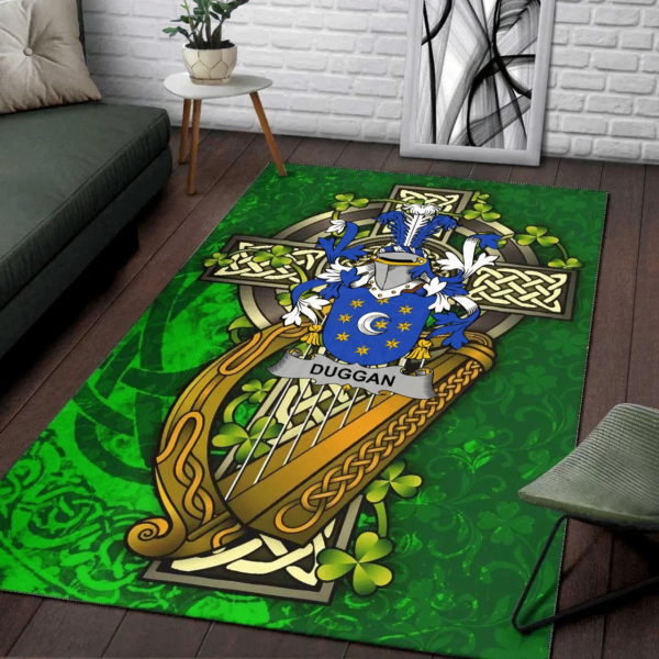 Ireland Area Rug - Duggan or O'Duggan Family Crest Area Rug - Ireland Coat Of Arms with Shamrock - Image 2