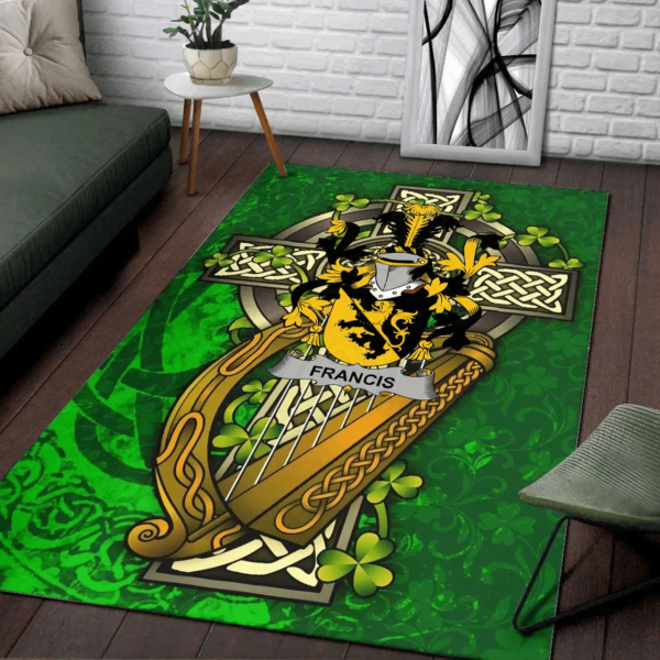 Ireland Area Rug - Francis Family Crest Area Rug - Ireland Coat Of Arms with Shamrock - Image 2