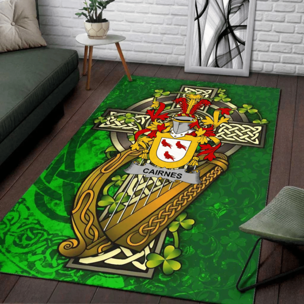 Ireland Area Rug - Cairnes Family Crest Area Rug - Ireland Coat Of Arms with Shamrock - Image 2