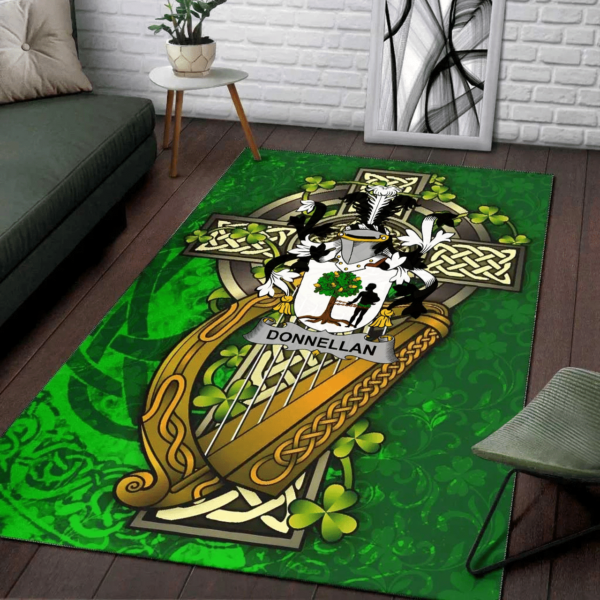 Ireland Area Rug - Donnellan or O'Donnellan Family Crest Area Rug - Ireland Coat Of Arms with Shamrock - Image 2