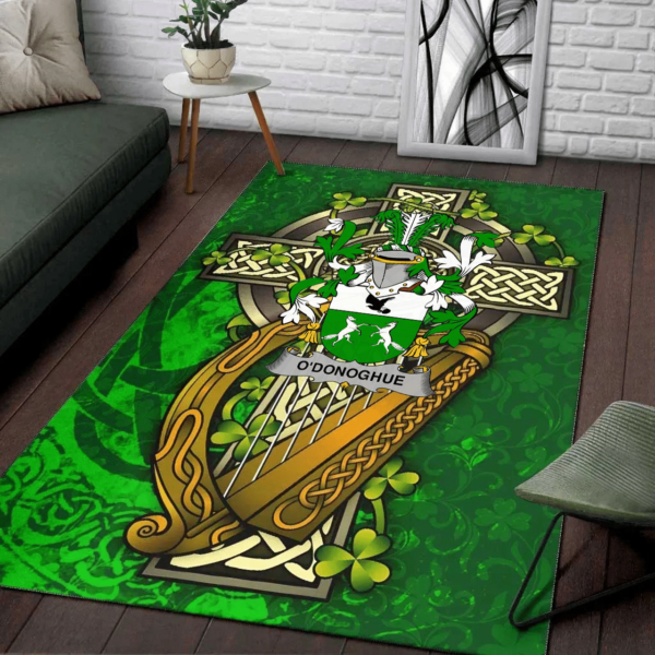 Ireland Area Rug - O'Donoghue Family Crest Area Rug - Ireland Coat Of Arms with Shamrock - Image 2