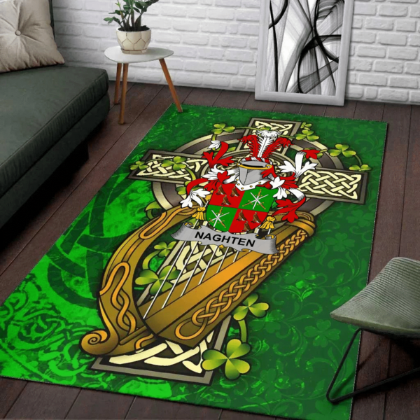 Ireland Area Rug - Naghten or O'Naghten Family Crest Area Rug - Ireland Coat Of Arms with Shamrock - Image 2