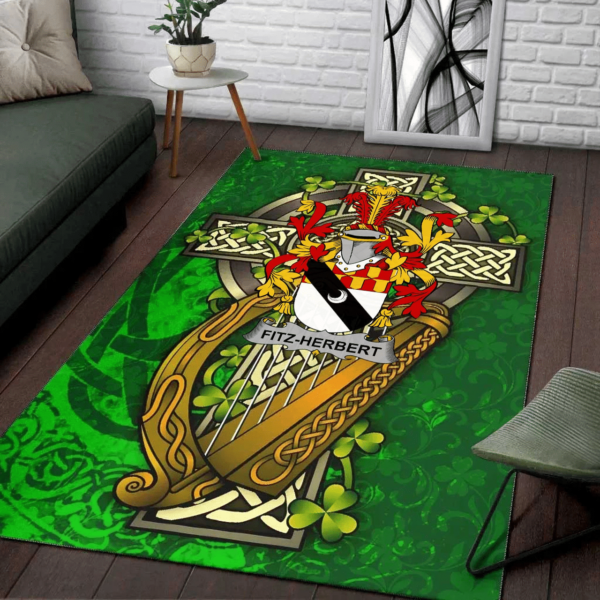 Ireland Area Rug - Fitz-Herbert Family Crest Area Rug - Ireland Coat Of Arms with Shamrock - Image 2