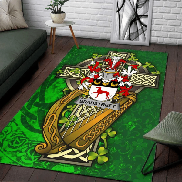 Ireland Area Rug - Bradstreet Family Crest Area Rug - Ireland Coat Of Arms with Shamrock - Image 2