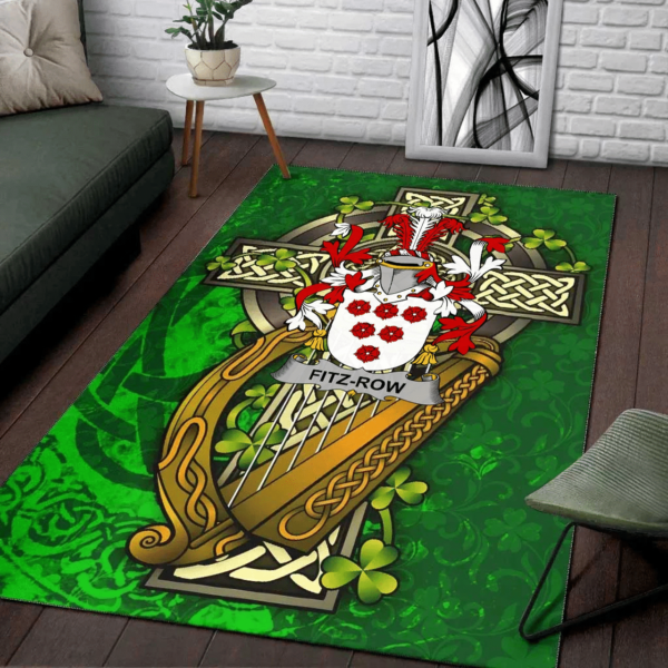 Ireland Area Rug - Fitz-Row Family Crest Area Rug - Ireland Coat Of Arms with Shamrock - Image 2