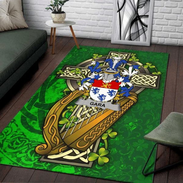 Ireland Area Rug - Gara or O'Gara Family Crest Area Rug - Ireland Coat Of Arms with Shamrock - Image 2