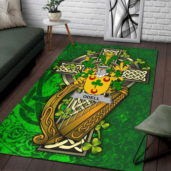 Ireland Area Rug - Odell Family Crest Area Rug - Ireland Coat Of Arms with Shamrock - Image 2