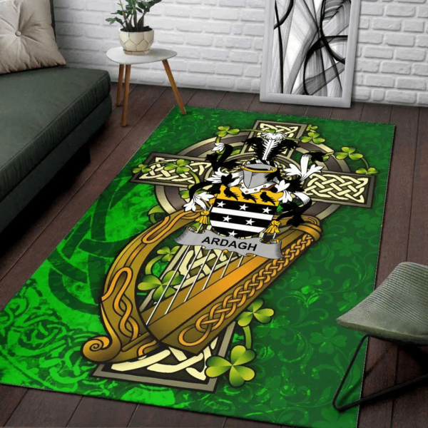 Ireland Area Rug - Ardagh Family Crest Area Rug - Ireland Coat Of Arms with Shamrock - Image 2