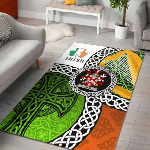 Ireland Area Rug - Child Family Crest Area Rug - Ireland With Circle Celtics Knot - Image 2