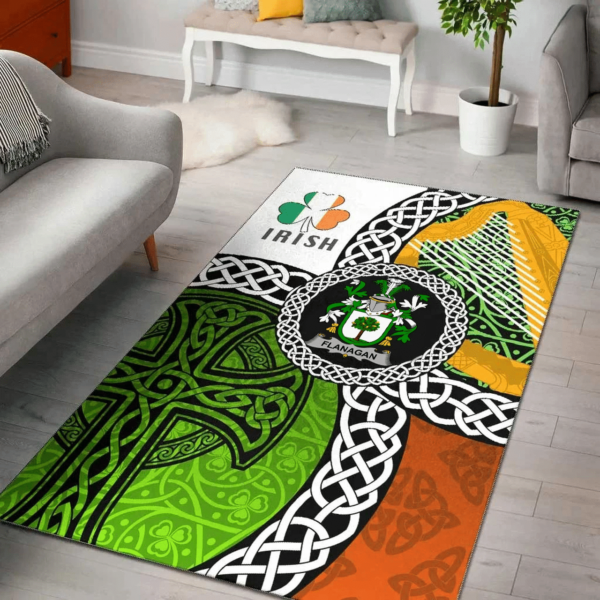 Ireland Area Rug - Flanagan or O'Flanagan Family Crest Area Rug - Ireland With Circle Celtics Knot - Image 2