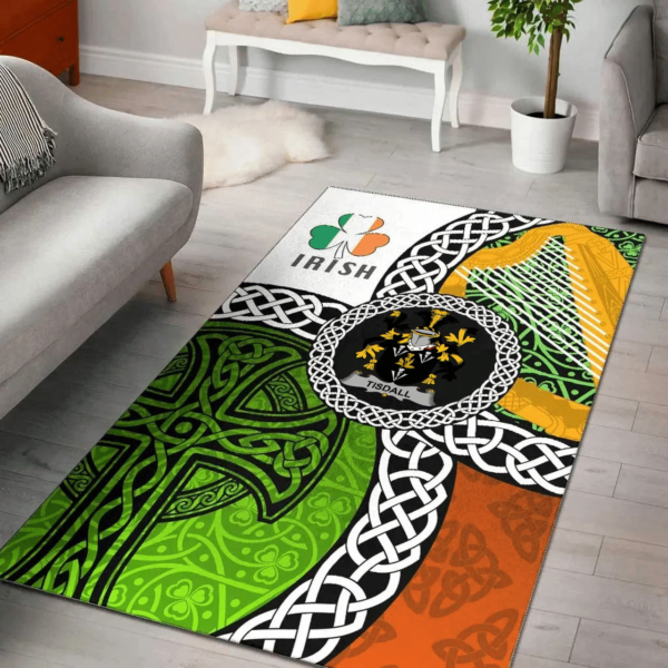 Ireland Area Rug - Tisdall or Tisdale Family Crest Area Rug - Ireland With Circle Celtics Knot - Image 2