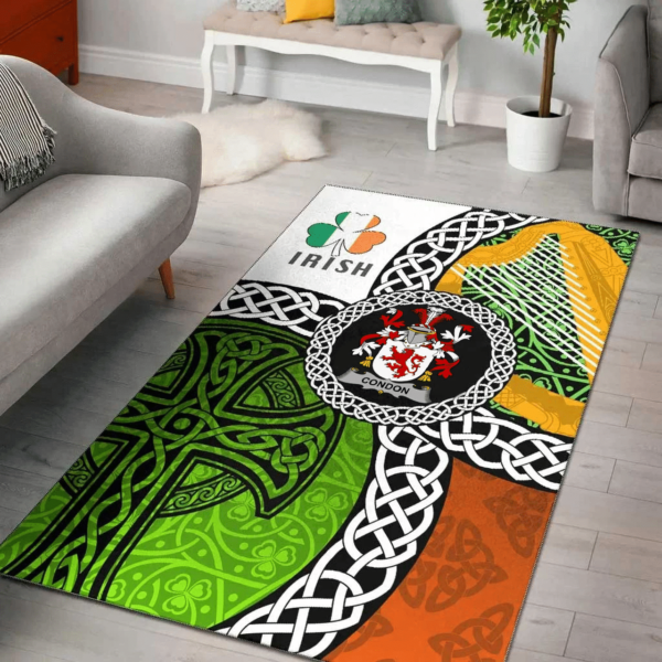 Ireland Area Rug - Condon Family Crest Area Rug - Ireland With Circle Celtics Knot - Image 2