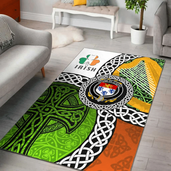 Ireland Area Rug - House of O'GARA Family Crest Area Rug - Ireland With Circle Celtics Knot - Image 2