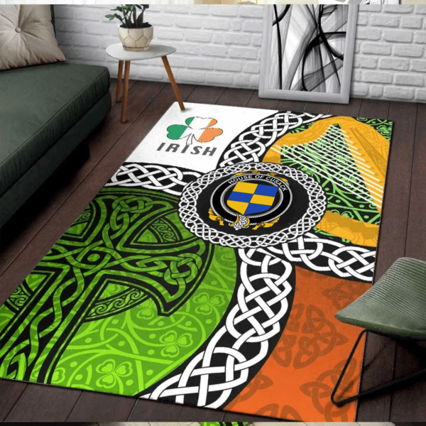 Ireland Area Rug - House of CUSACK Family Crest Area Rug - Ireland With Circle Celtics Knot