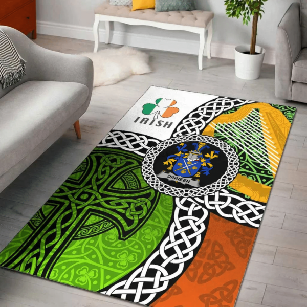 Ireland Area Rug - Dinneen or O'Dinneen Family Crest Area Rug - Ireland With Circle Celtics Knot - Image 2