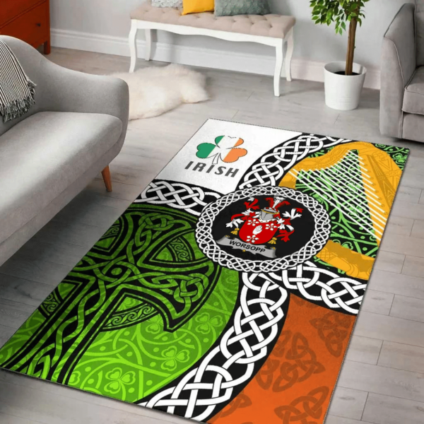 Ireland Area Rug - Worsopp Family Crest Area Rug - Ireland With Circle Celtics Knot - Image 2