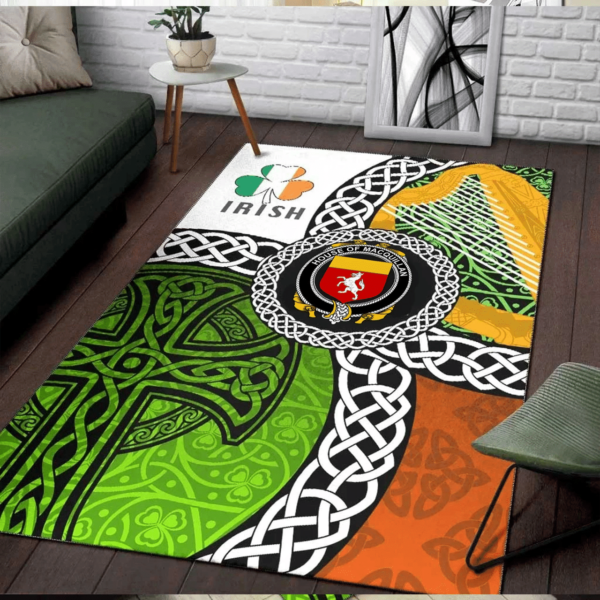 Ireland Area Rug - House of MACQUILLAN Family Crest Area Rug - Ireland With Circle Celtics Knot