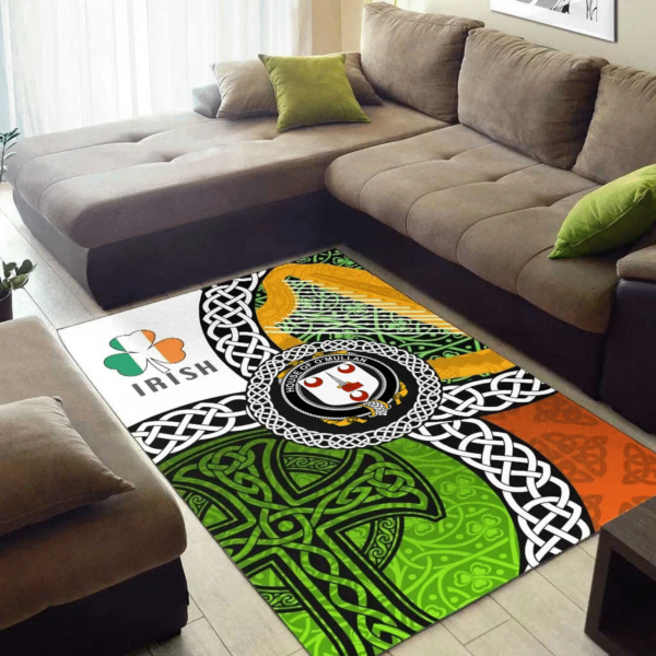 Ireland Area Rug - House of O'MULLAN Family Crest Area Rug - Ireland With Circle Celtics Knot - Image 3