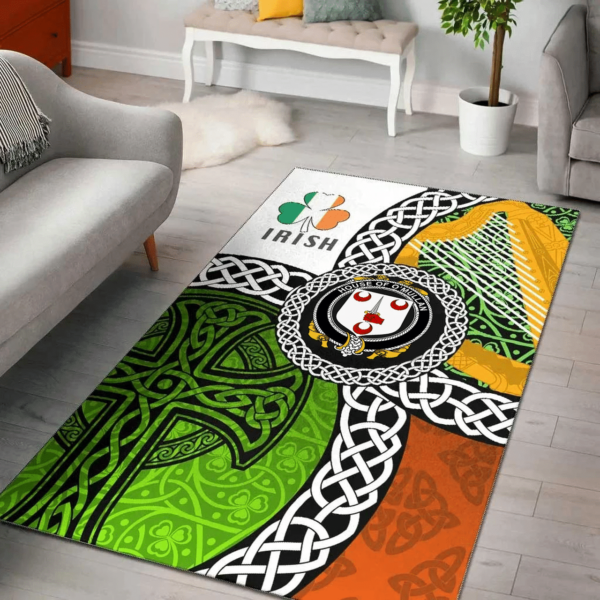 Ireland Area Rug - House of O'MULLAN Family Crest Area Rug - Ireland With Circle Celtics Knot - Image 2